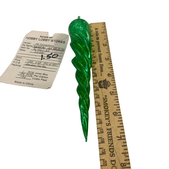 Green German Swirl Icicle Ornament 7 Christmas Tree Decoration Hanging Glass - Picture 3 of 4